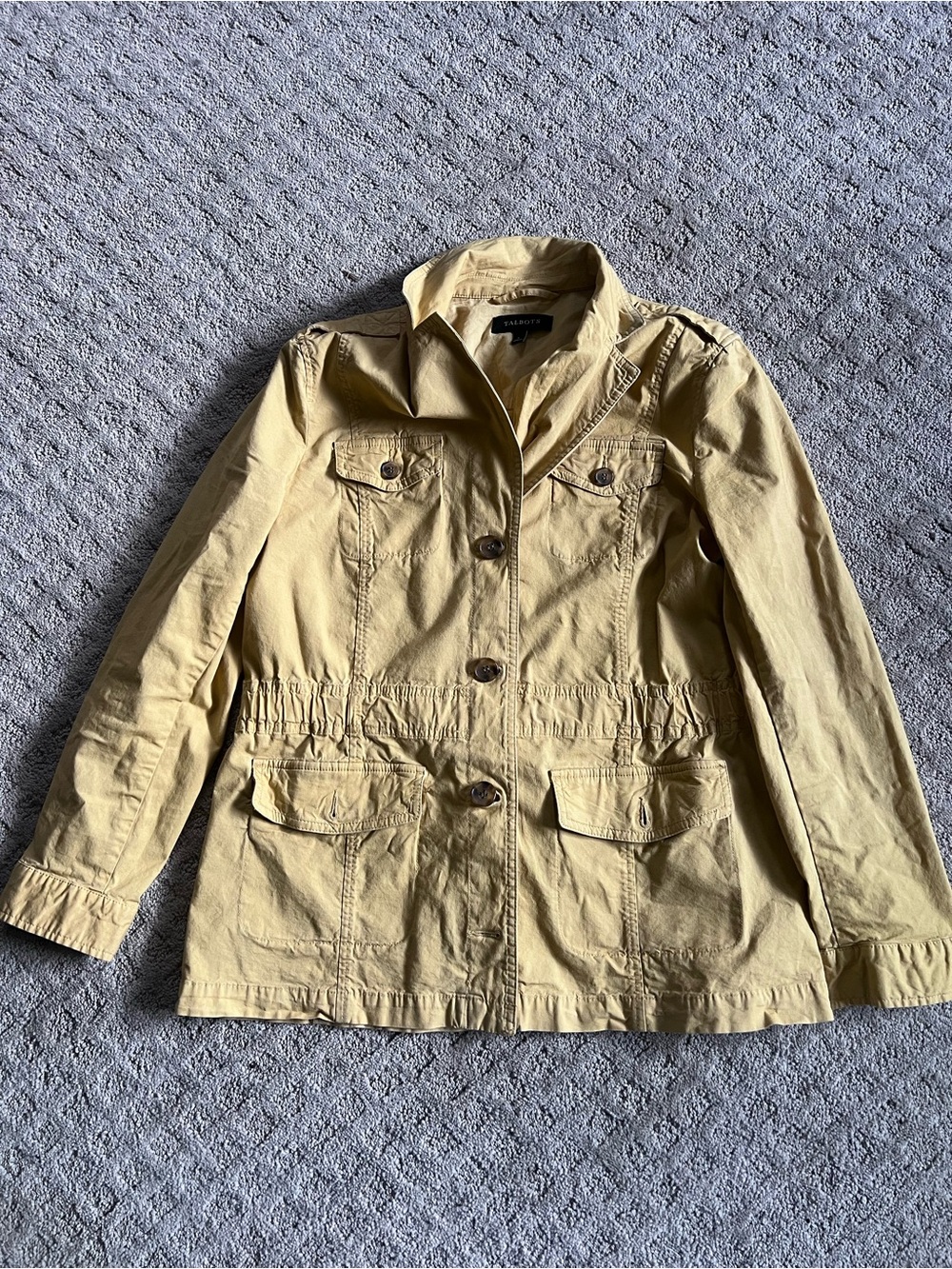 Talbots Yellow Cotton Utility Jacket with Flap Pockets
